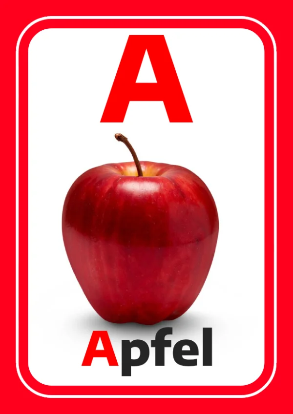 Apple — تفاح — Letter A