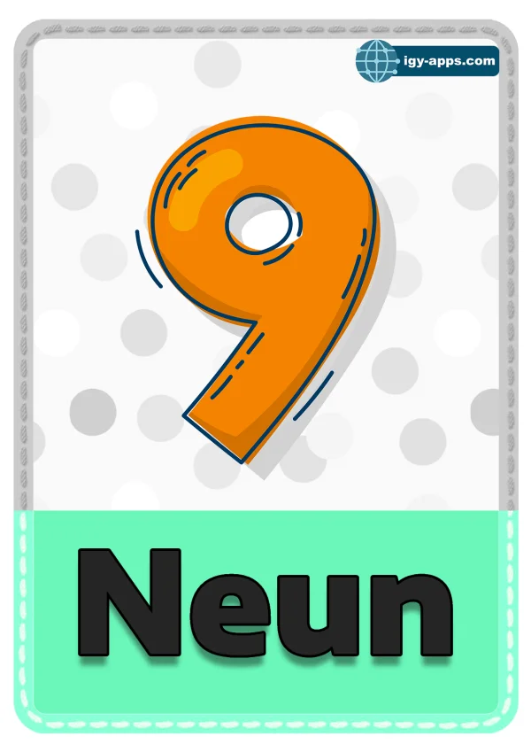 Nine — ٩ تسعة — Number 9